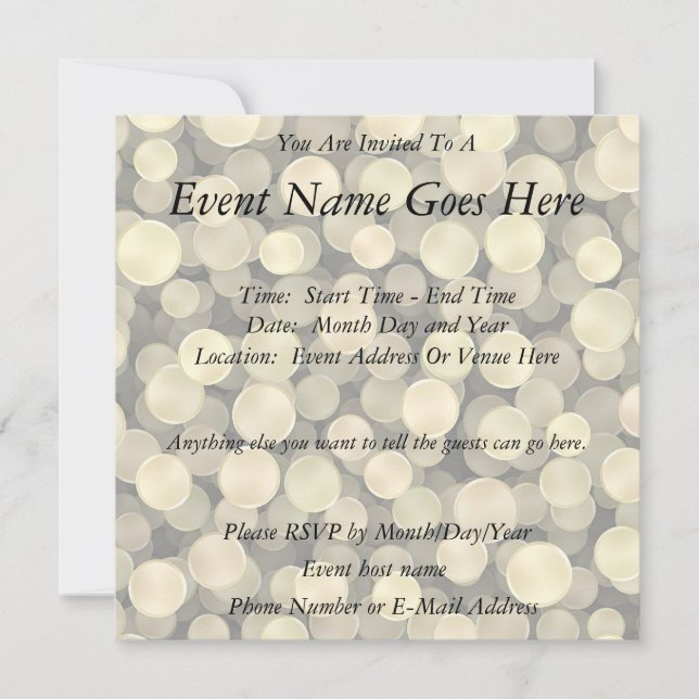 Sparkling Golden Polka Dots Invitation (Front)