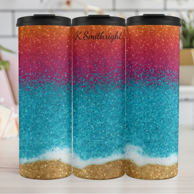 Sparkling Gradient Beach Sunset Texture Thermal Tumbler (Creator Uploaded)