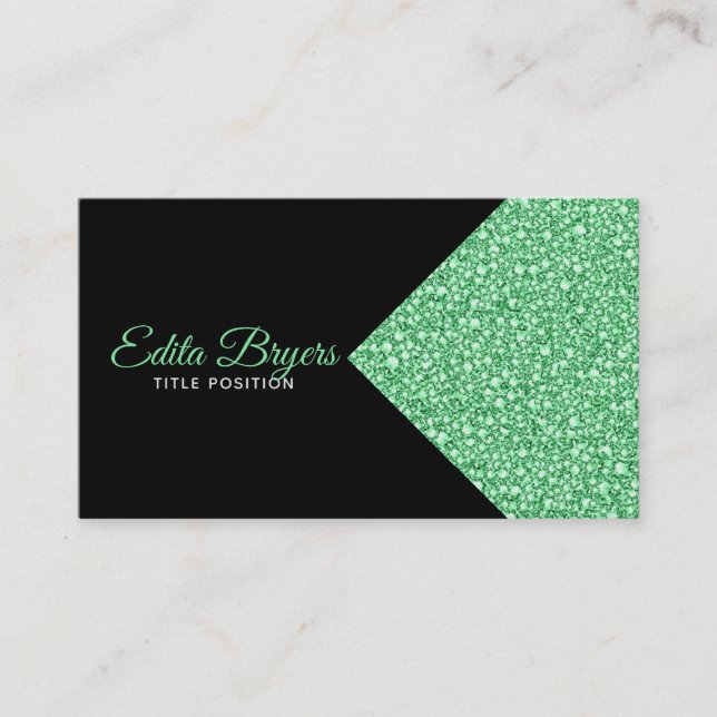 Sparkling Green Glitter Business Card (Front)
