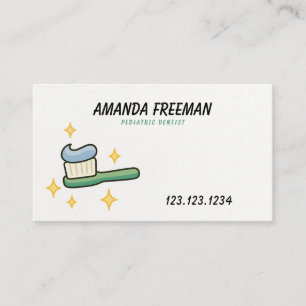 Sparkling Green Toothbrush Pediatric Dentist Appointment Card