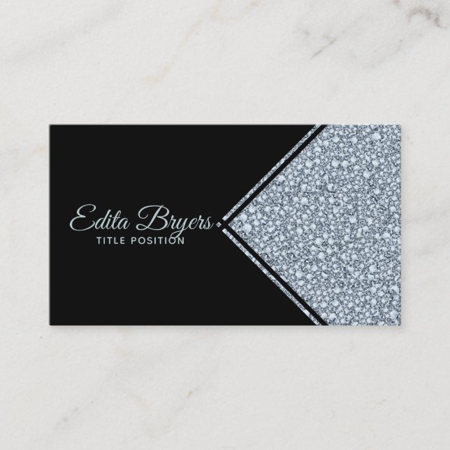Sparkling Grey Diamonds Glitter Business Card (Front)