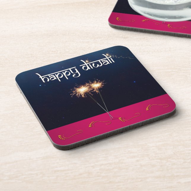 Sparkling Happy Diwali - Dessous de verre plastiqu (Côté gauche)