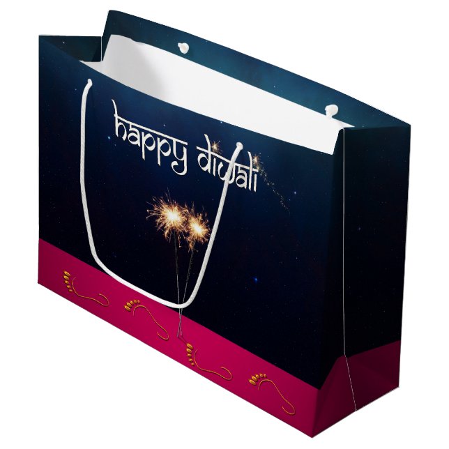 Sparkling Happy Diwali - Large Gift Bag (Front Angled)