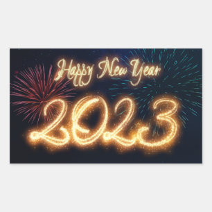 Sparkling Happy New Year 2023 Fireworks Sticker
