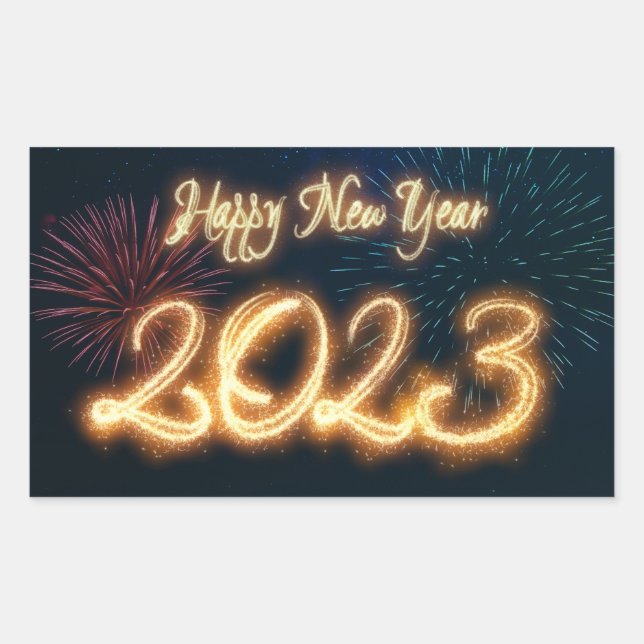 Sparkling Happy New Year 2023 Fireworks Sticker (Front)