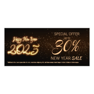 Sparkling Happy New Year 2025 Fireworks Discount Rack Card