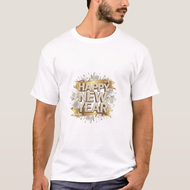 Sparkling "Happy New Year" Celebration  T-Shirt (Front)