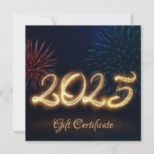 Sparkling Happy New Year Fireworks 2025 Gift Card