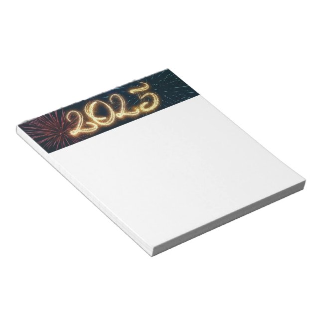 Sparkling Happy New Year Fireworks 2025 Notepad (Angled)