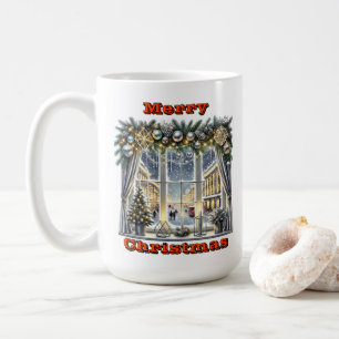 Sparkling Holiday Window Scene Coffee Mug