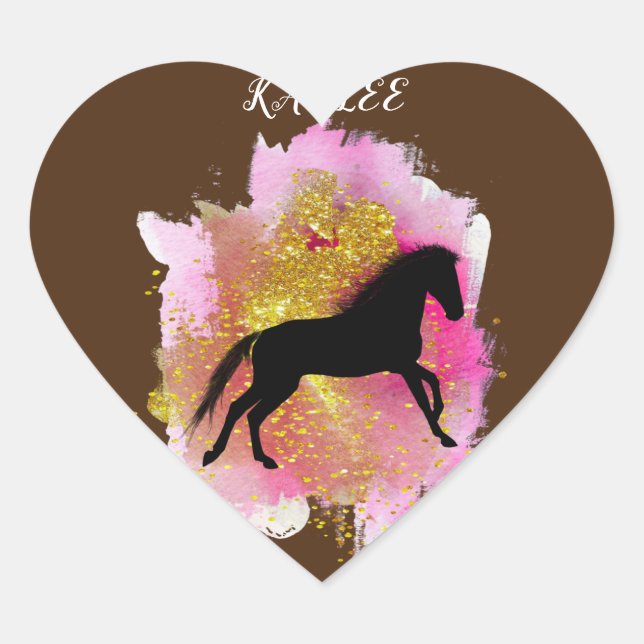 SPARKLING HORSE HEART STICKERS PERSONALIZED  (Front)