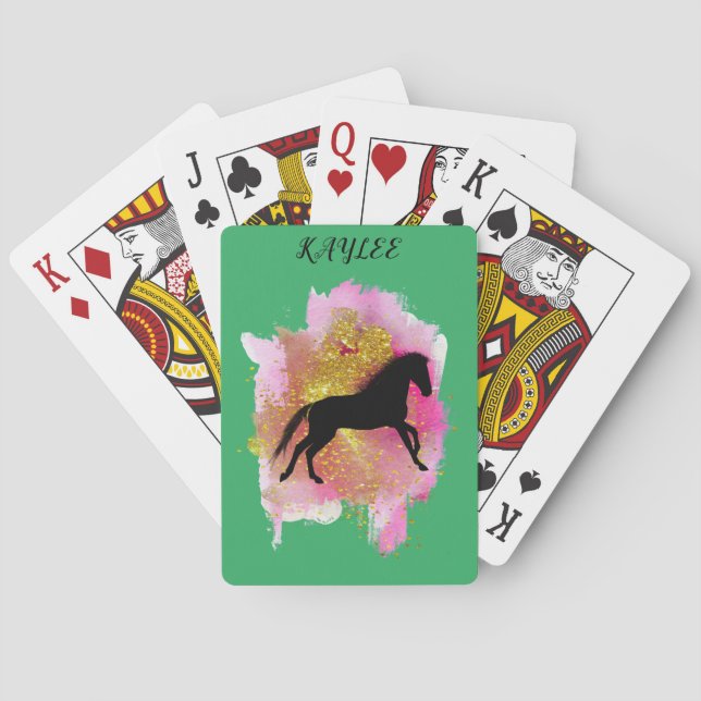 SPARKLING HORSE PLAYING CARDS PERSONALIZED. (Back)