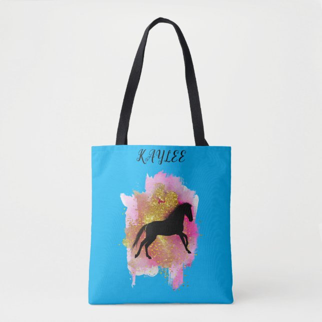 SPARKLING HORSE TOTE BAG PERSONALIZED. (Front)