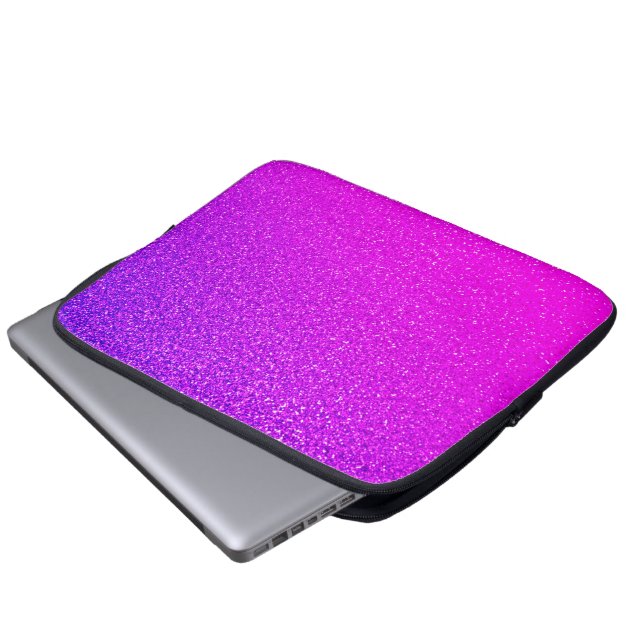 Sparkling Hot Pink Purple Glitter Ombre Girly Cute Laptop Sleeve (Front Bottom)