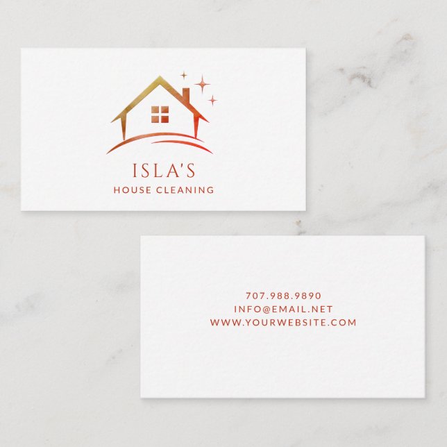 Sparkling House Cleaning Service Business Card (Front/Back)