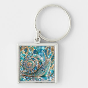 Sparkling Jewel Snail Keychain