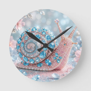 Sparkling Jewel Snail  Round Clock