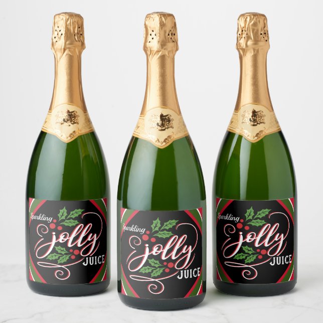 Sparkling Jolly Juice Christmas Sparkling Wine Bot Label (Bottles)