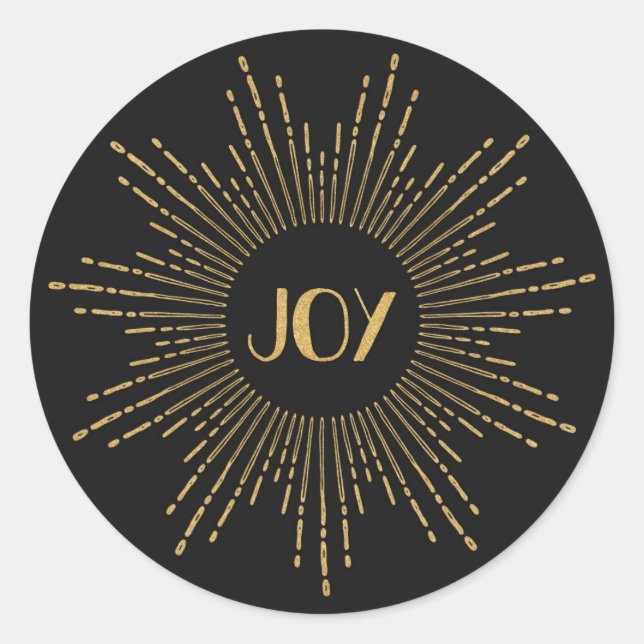 Sparkling Joy Sunburst Holiday Stickers / Gold (Front)
