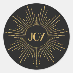 Sparkling Joy Sunburst Holiday Stickers / Gold