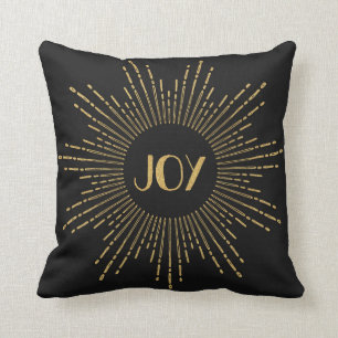 Sparkling Joy Sunburst Throw Pillow / Black Gold