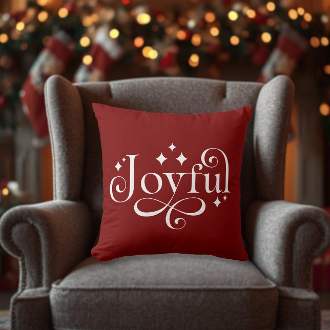 Sparkling Joyful Burgundy Throw Pillow (Sparkling Joyful Burgundy Throw Pillow)