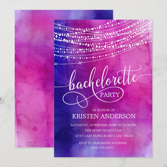Sparkling Lights Bachelorette Party Invitation (Front/Back)