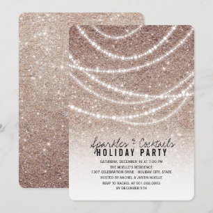 Sparkling Lights Chic Glitter Holiday Party Invite