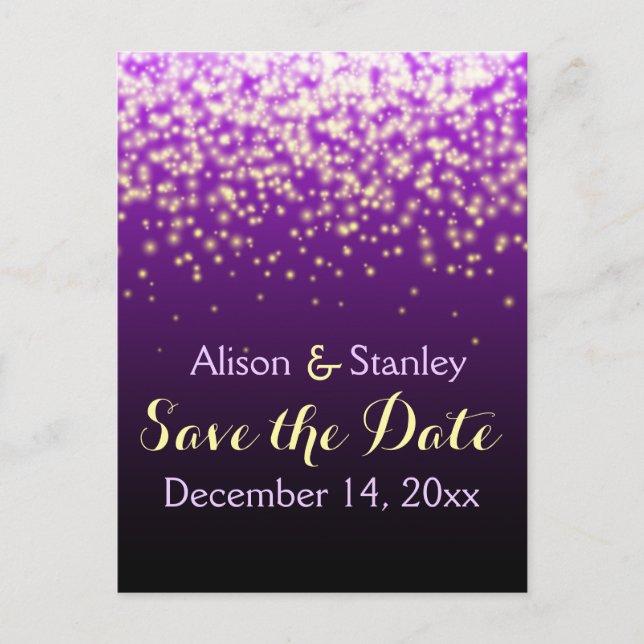 Sparkling lights in the sky wedding Save the Date Announcement Postcard (Front)