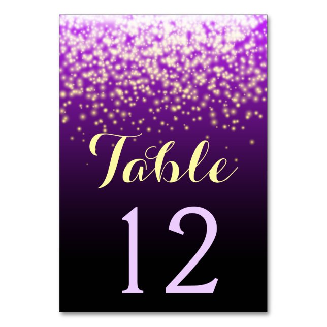 Sparkling lights in the sky wedding table number (Front)