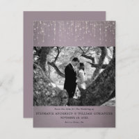 Sparkling Lights Mauve Photo Save the Date