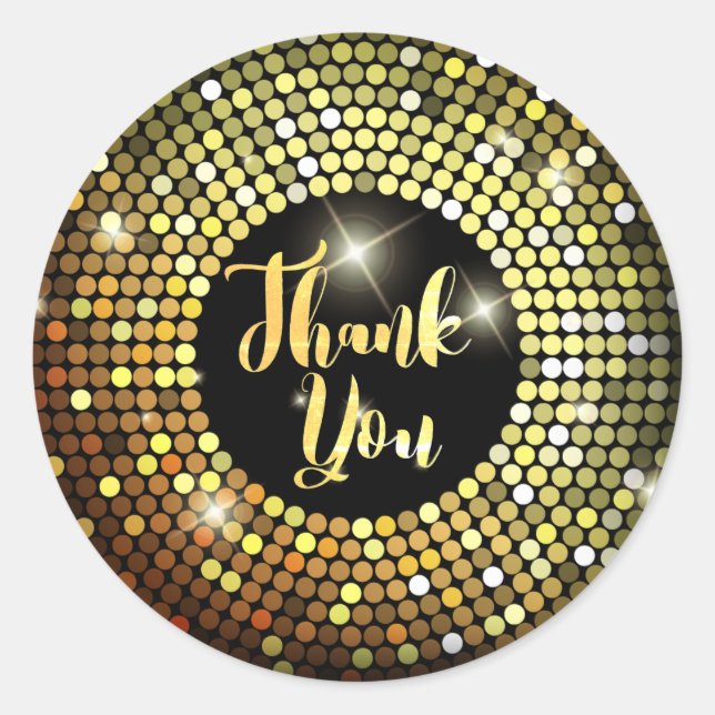 Sparkling Lights Modern All-occasion Thank You Classic Round Sticker (Front)