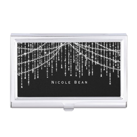 Sparkling Lights on Black Business Card Holder