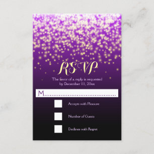 Sparkling lights purple wedding RSVP Card