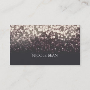 Sparkling Lights Romantic Grey Modern Glam Business Card