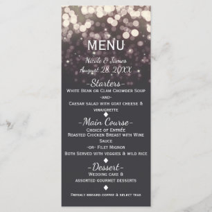 Sparkling Lights Romantic Grey Modern Glam Menu