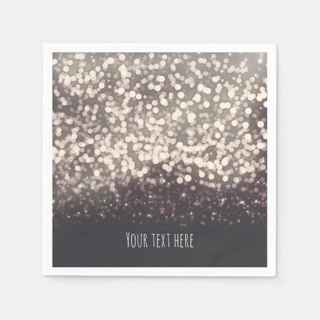 Sparkling Lights Romantic Grey Modern Wedding Napkin (Front)