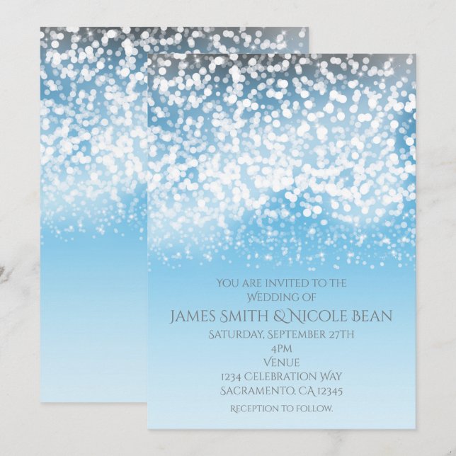 Sparkling Lights Romantic Winter Wonderland Invitation (Front/Back)