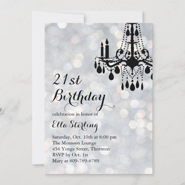 Sparkling Lights Silver Ballroom Birthday Invite (Front)