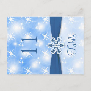 Sparkling lights, snowflake on blue Table number Postcard
