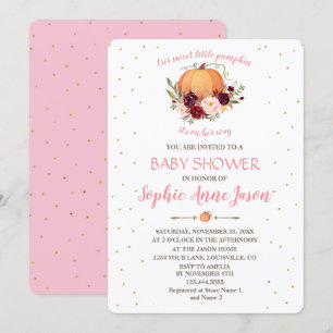 Sparkling Little Pumpkin Thanksgiving Baby Shower Invitation