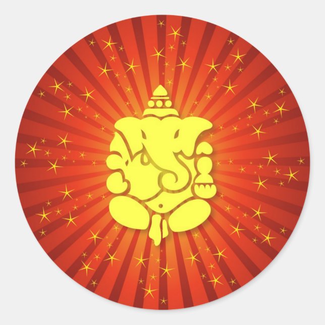 Sparkling Lord Ganesha Classic Round Sticker (Front)