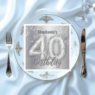 Sparkling Luxurious Gemstone 40th Birthday Napkin