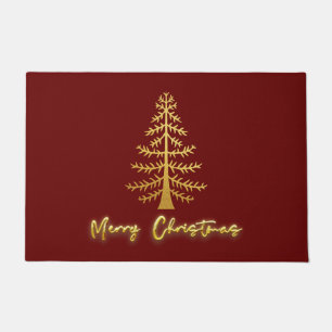 Sparkling Luxurious golden traditional classic red Doormat