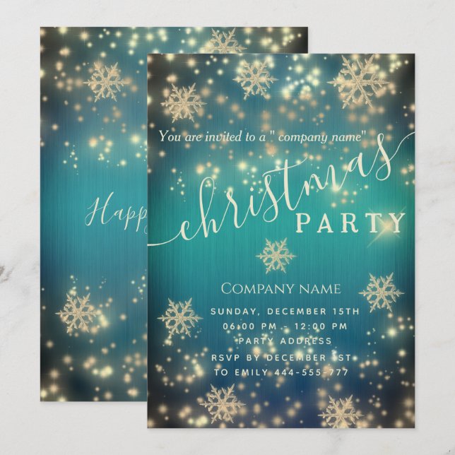 Sparkling  luxury corporate Christmas party  Invitation (Front/Back)