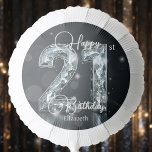 Sparkling Luxury Diamond Numerals 21st Birthday Balloon<br><div class="desc">Celebrate in style with this customizable 21st birthday balloon! The sleek black backdrop makes the bold,  diamond-textured “21” pop like a shimmering marquee,  drawing all eyes to the milestone moment. Below,  an elegant “Happy 21st Birthday” script adds a refined touch,  while the personalized name feature makes it uniquely yours.</div>
