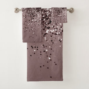 Sparkling Mauve Lady Glitter #1 #shiny Bath Towel Set