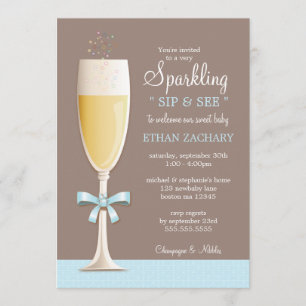 Sparkling New Baby Boy Sip and See Invitation