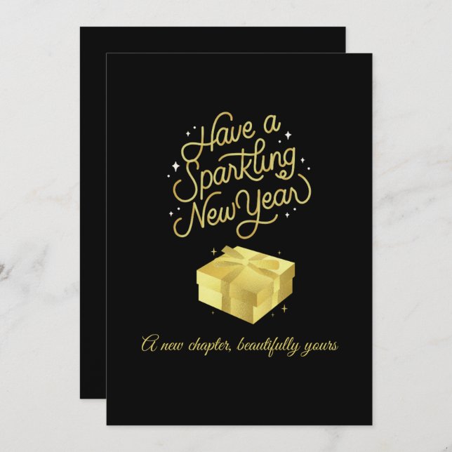 Sparkling New Year Black Card Design (Front/Back)