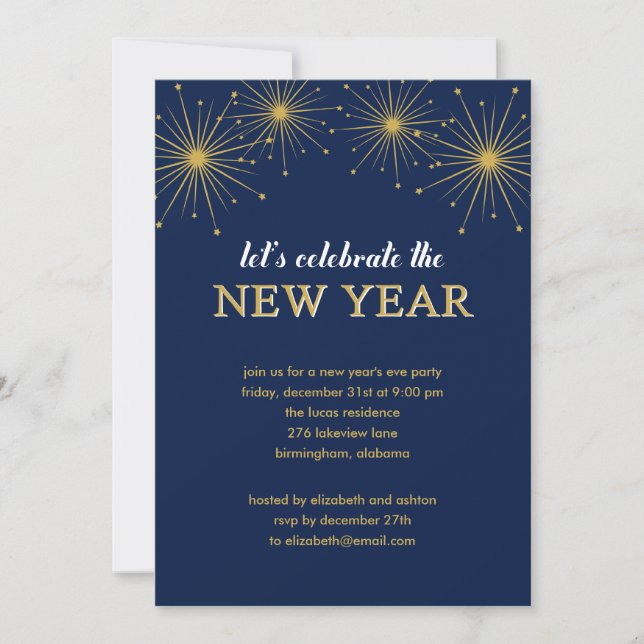 Sparkling Night New Year's Eve Party Invitation (Front)